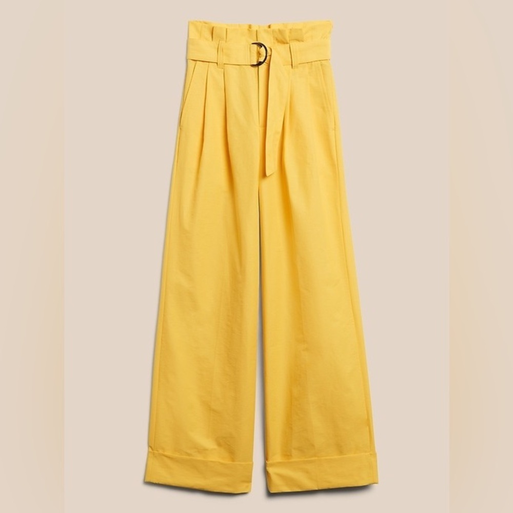 Banana Republic Yellow High-Waist Paperbag Wide-Leg Pants (Size 4P) - Picture 3 of 8